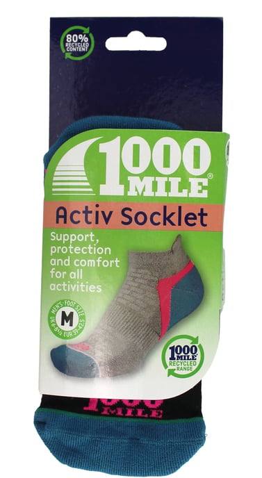 1000 Mile - Heren Actieve Lage Repreve Gevoerde Sportsokken - Zwart / Teal - Image 2