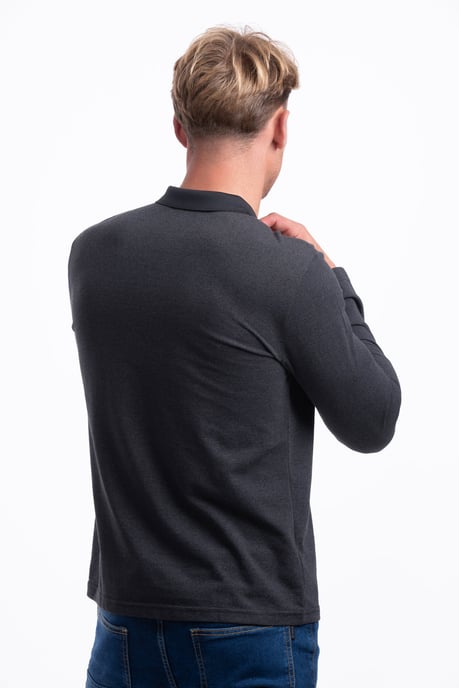 D-Rock Mens Polo Shirt with Dual-Stripe Collar Long Sleeve