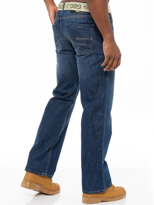 Enzo | Heren Regular Fit Denim Jeans Met Riem - Blauw - Image 2