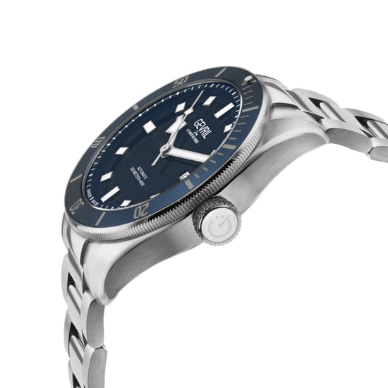 Gevril Men's Yorkville Swiss Automatic Sellita SW200 Blue Dial Stainless Steel Watch