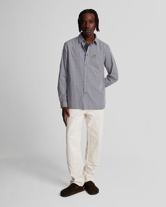 Men's Lyle And Scott Checked Gingham Shirt in Blue - Image 2