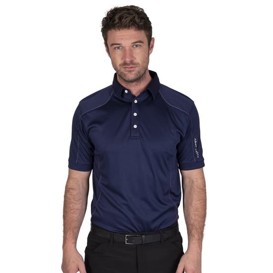 Island Green Heren Gestikt Golf Poloshirt (Marine) - Image 3