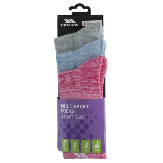 Trespass Dames/dames Helvellyn Trekking Sokken (Pakket van 3) (Rose Melange/Blue Melange/Sage Melange) - Image 2