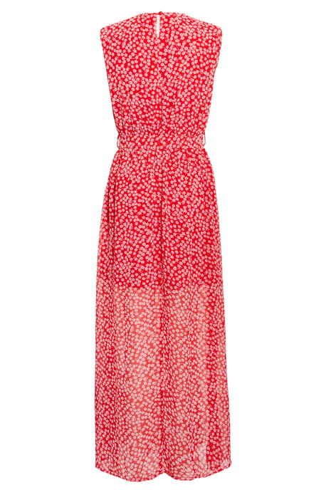 Red & White Floral Wrap Maxi Dress
