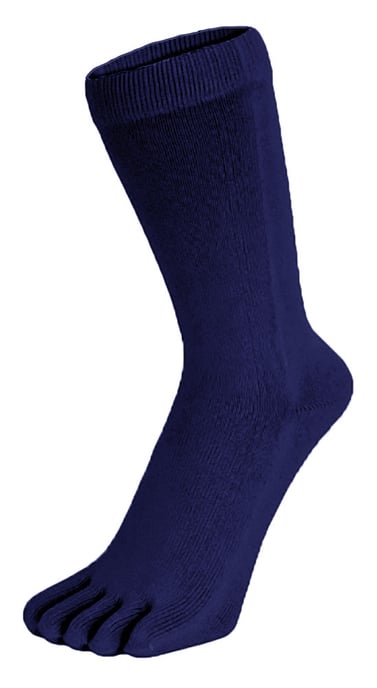 TOETOE - Heren & Dames Essentiële Middelhoge Zachte Ademende Katoenen Teen Sokken - Marineblauw - Image 1