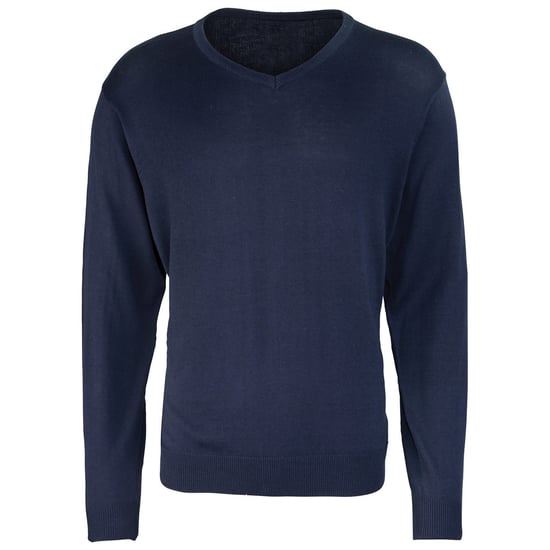 Premier Heren Gebreid Katoen Acryl V Hals Sweatshirt (Marine) - Image 1