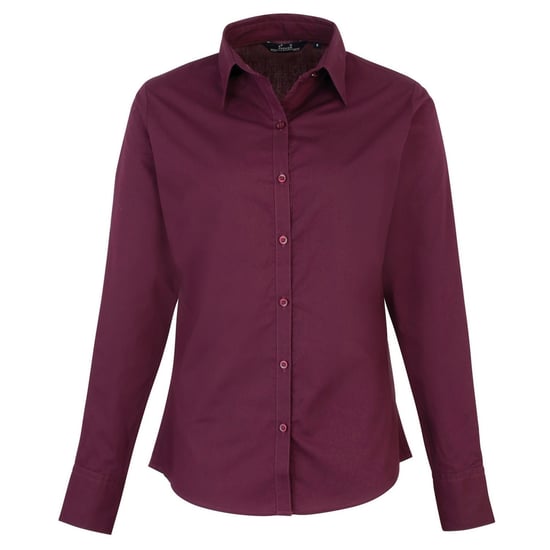 Premier Womens/Ladies Poplin Long-Sleeved Blouse (Aubergine)
