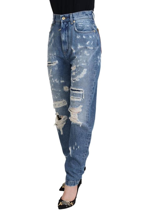 Dolce & Gabbana Dames Blauwe Gewassen Katoenen Versleten Denim Jeans - Image 2