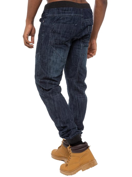 Enzo| Heren Denim Cuffed Jogger Jeans - Donkerblauw - Image 2
