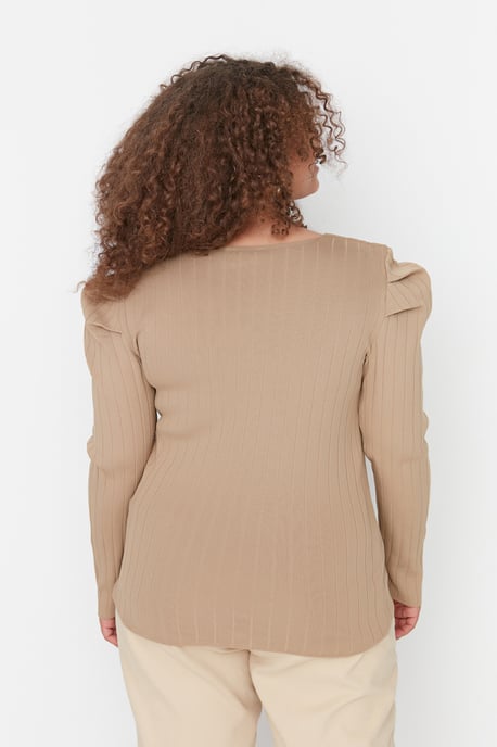 Trendyol Dames Ballonmouwen Bodycone Rechte Plus Size Blouse - Image 5