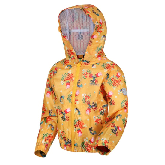 Regatta Childrens/Kids Muddy Puddle Peppa Pig Floral Hooded Waterproof Jacket (Glowlight Yellow)