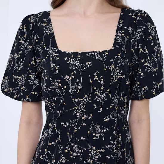 Vierkante halslijn Liberty print jurk - Image 6