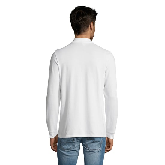 SOLS Heren Perfect Effen Piqué Poloshirt met Lange Mouwen (Wit) - Image 2