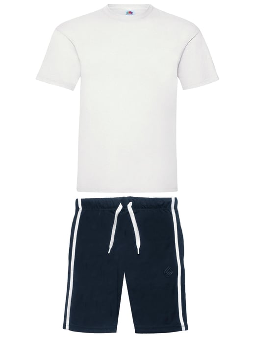 Enzo | Heren T-shirt & Korte Broek Loungewear Set - Wit/Navy - Image 1