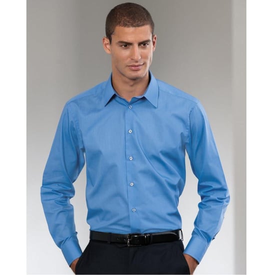 Russell Collectie Heren Lange Mouw Poly-Katoen Gemakkelijke Verzorging op maat gemaakt Poplin Shirt (Bedrijfsblauw) - Image 3