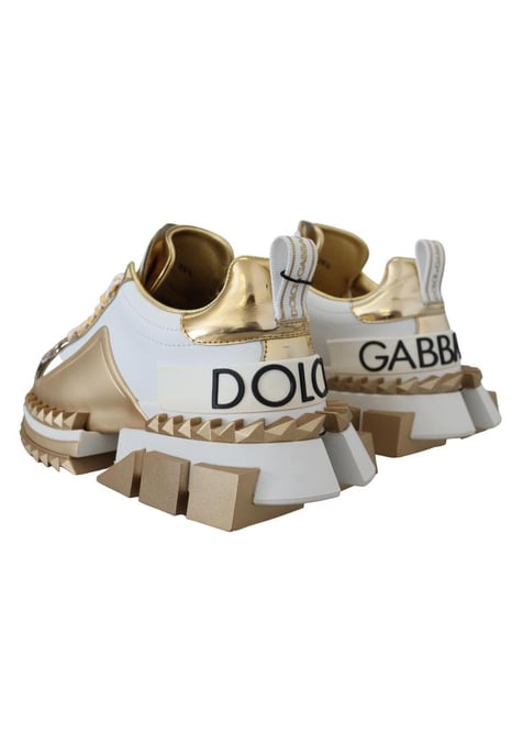Dolce & Gabbana Women's White and gold Super Queen Leather Shoes