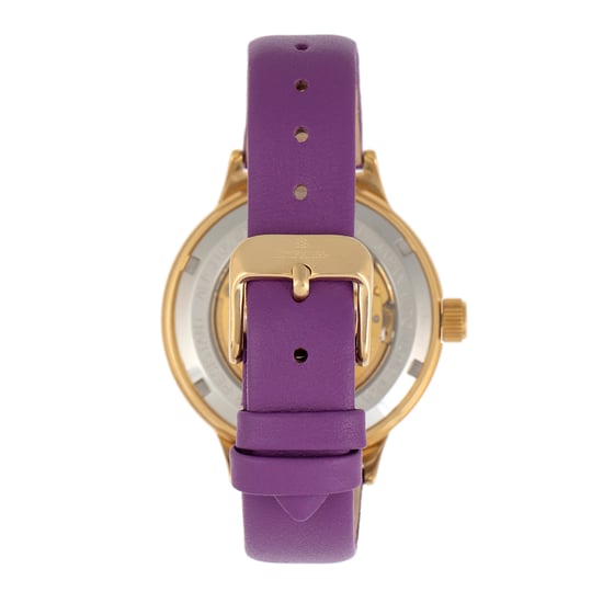 Empress Alice Automatic MOP Skeleton Dial Leather-Band Watch