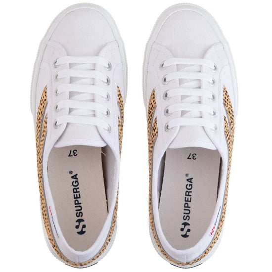 Superga Womens/Ladies Cheetah Print Cowhide Leather Trainers (White)