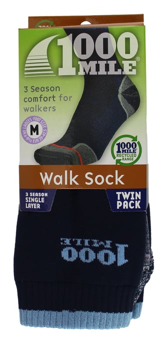 1000 Mile - 2 Pack Dames Wandelsokken Enkele Laag Ademend Gewatteerd - Marineblauw - Image 2