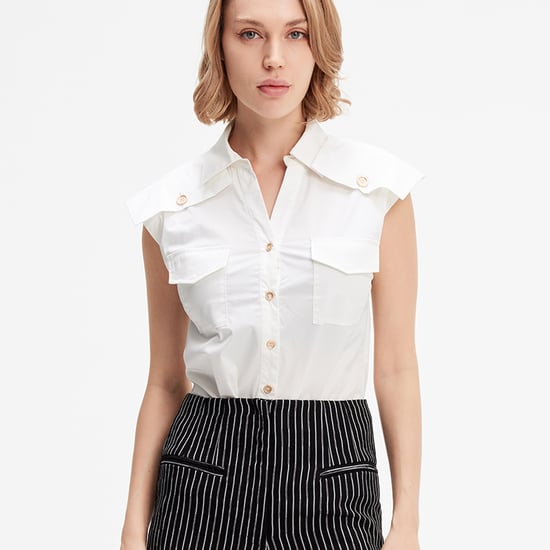 Mouwloos shirt met flappen op schouders - Image 3
