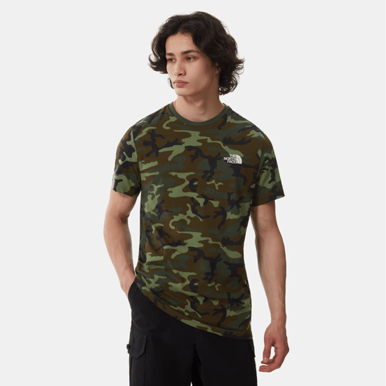 The North Face Men's Short Sleeve Simple Dome T-Shirt Thyme Brushwood Camo Print