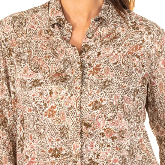 Women's long-sleeved shirt with lapel collar KWC002