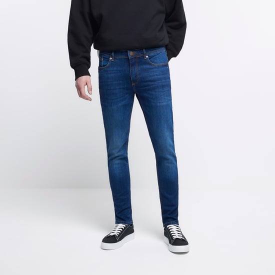 River Island Mens Skinny Jeans Dark Blue Fit