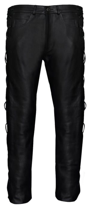 Mens Laced Leather Biker Jeans-Utah