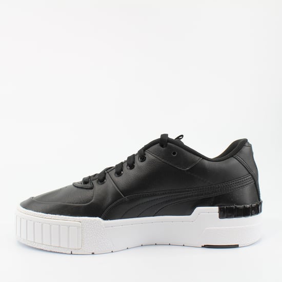 Puma Cali Sport Black Leather Womens Lace Up Trainers 373871 02