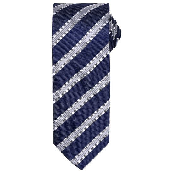 Premier Heren Streep Wafel Stropdas (Marine / Zilver) - Image 1
