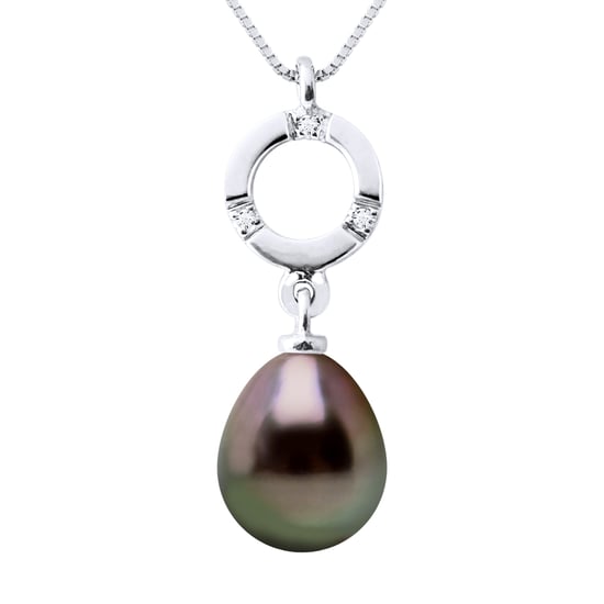 Diamond Pendant 0.010 Cts gekweekte parel TAHITI Peer 8-9mm White Gold - Image 1