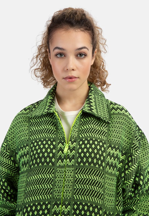 Mymo Oversized blouson Dames Neongroen Zwart - Image 4