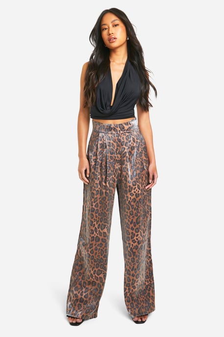 High Waisted Leopard Straight Leg Trouser