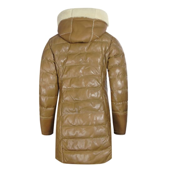 Parajumpers Demi Special Brown Long Leather Down Jacket
