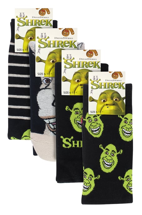 4 Pairs Multipack Mens Shrek Socks | Breathable Fun Novelty Donkey Socks, Dreamworks Socks | Shrek Gifts - Shrek / Donkey - Image 2