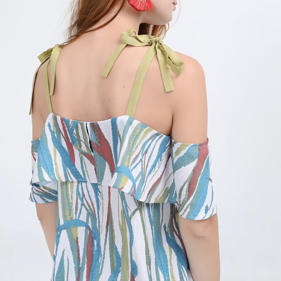 Top met tropische print en ruches op de schouders - Image 3