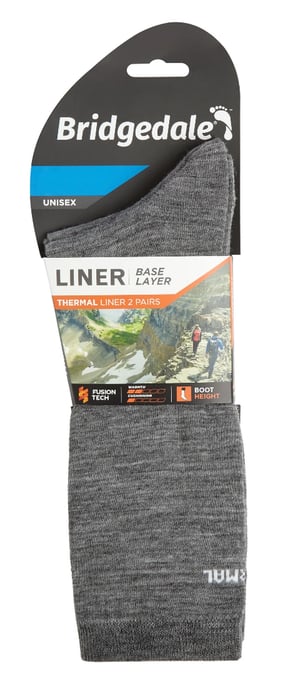 Bridgedale - 2-pack Liner Basislaagsokken voor Boots - Grijs - Image 2