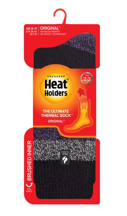 Heat Holders Heren extra dikke warme thermo sokken - Zwart / Paars (Lindos) - Image 2