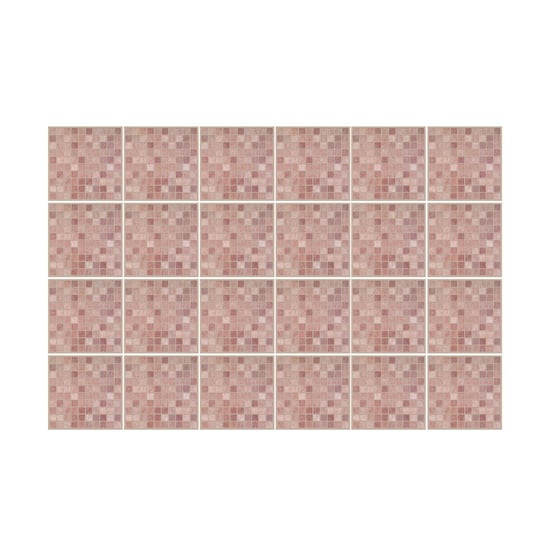 Vintage Pink Marble Mosaic Wall Tile Sticker Set - 15cm (6inch) - 24pcs one pack Self Adhesive DIY Wall Sticker