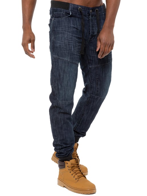 Enzo| Heren Denim Cuffed Jogger Jeans - Donkerblauw - Image 3