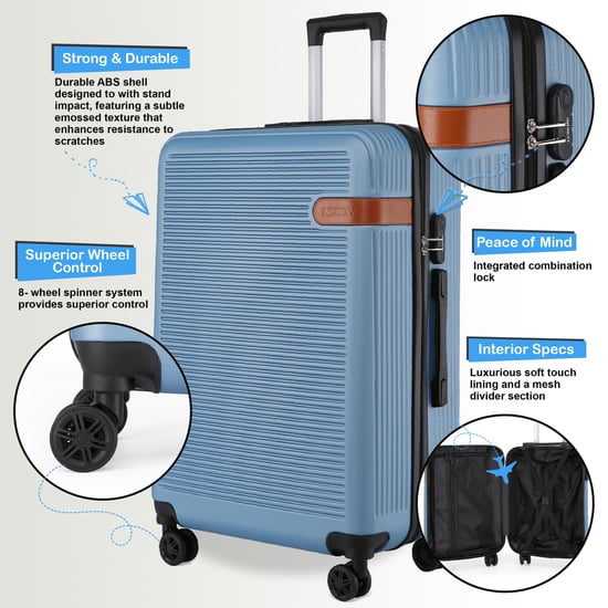 Hardshell Blue Navy Cabin Suitcase Set Robust ABS Lightweight Luggage Holiday Bag