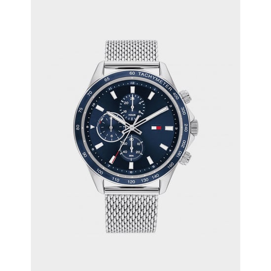 Accessoires Tommy Hilfiger Miles Chronograaf Mesh Armband Horloge in marineblauw zilver - Image 1