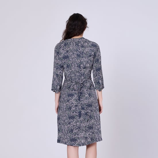 Minimalist printed tea dress and 3/4 sleeves