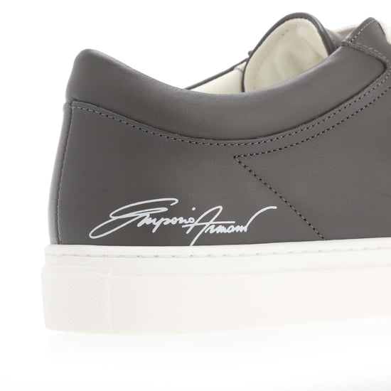 Armani leren herentrainers in grijs - Image 5
