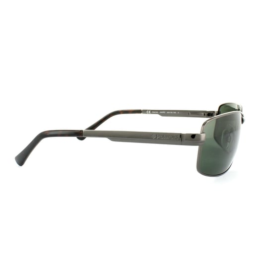 Polaroid Rectangle Mens Dark Gunmetal Green Polarized Sunglasses