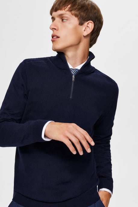 Selected Sweaters Berg Half Zip Cardigan Navy Blue