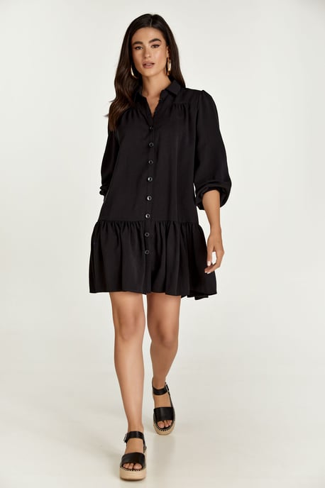 Zwarte Tencel jurk met knopen - Image 6
