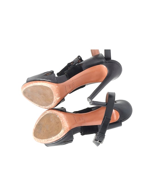 Alaïa Cut Out Enkelband Sandalen in Zwart Leer - Image 5
