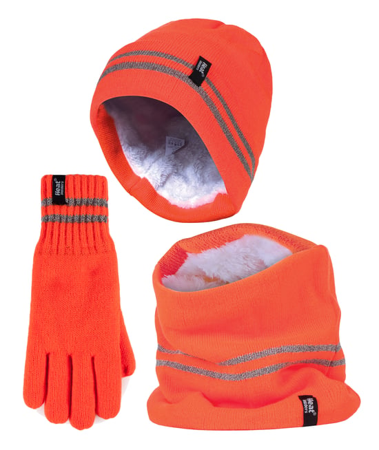 Heat Holders - Heren Hi Vis Hoed, Nekwarmers & Handschoenen Set - Oranje - Image 1