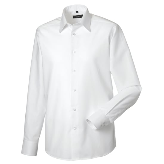 Russell Collection Heren Oxford Getailleerd Formeel Overhemd Met Lange Mouwen (Wit) - Image 1